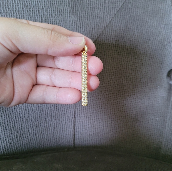 Vertical↕️ Bar Pendant with Pave Crystals💎 - Picture 8 of 15